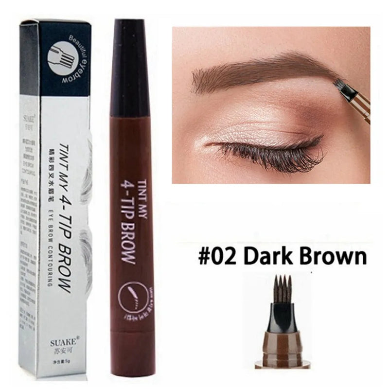 5Colors Long Lasting Brown Liquid Eyebrow Pen Waterproof 4 Fork Tip Eyebrow Tattoo Pencil Women Eye Cosmetic Beauty Makeup TSLM1